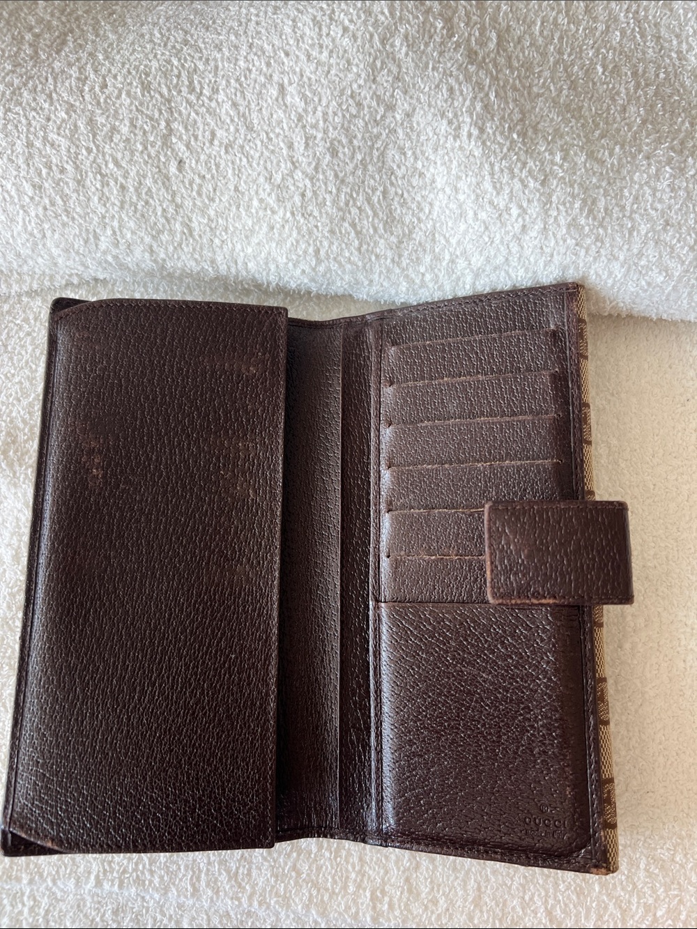 Gucci Beige and Brown GG Canvas Continental Wallet with Signature Snap - Picture 6 of 10